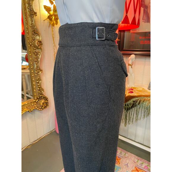 vintage 1990s gray wool pants high wrap waist banana republic pleated trousers 8 - Picture 7 of 10